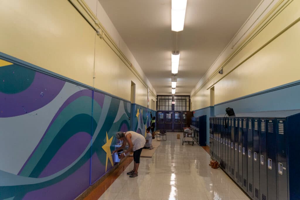 Dorian Sylvain, Muralist, Southside Schools, 2019,