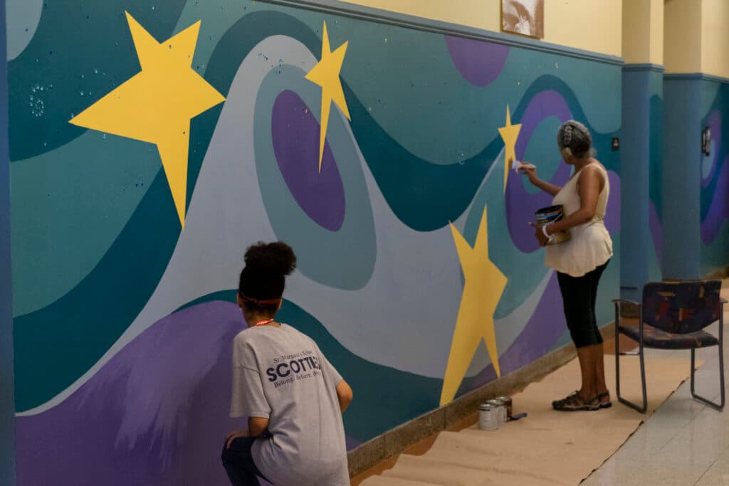 Dorian Sylvain, Muralist, Southside Schools, 2019,